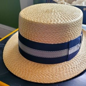 Dobbs of New York vintage Italian straw boater hat men's size 71/2